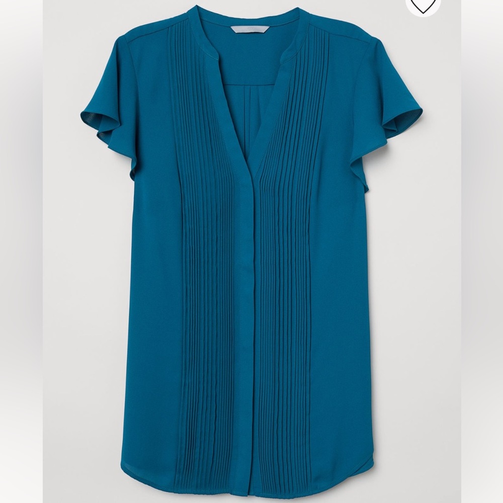 TEAL BLOUSE WITH PIN-TUCKS